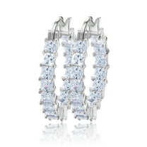 Hoop Earrings for Women Princess Cubic Zirconia White Gold Plated Ginger Lyne Collection
