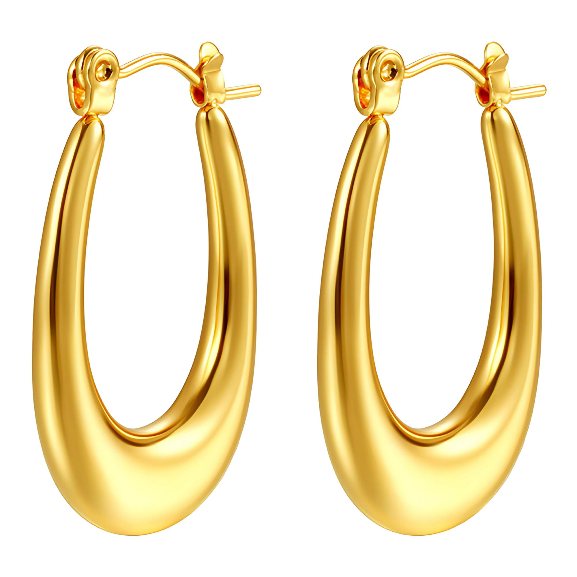 Hoop Earrings for Women by Ginger Lyne Gold Stainless Steel Lightweight Classic Everyday Style