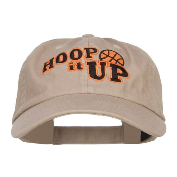 Hoop It Up Basketball Embroidered Low Cap - Khaki OSFM