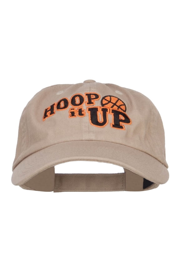 Hoop It Up Basketball Embroidered Low Cap - Khaki OSFM