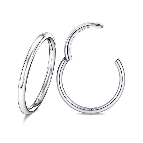 Hoop Nose Ring Septum Body Piercing Jewelry （2Pcs 16G Diameter 6mm Silver )