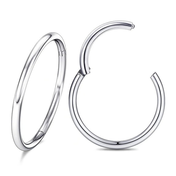 Hoop Nose Ring Septum Body Piercing Jewelry (2Pcs 20G Diameter 7mm Silver )