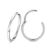 Hoop Nose Rings Septum Body Piercing Jewelry （2Pcs 18G Diameter 6mm Silver )