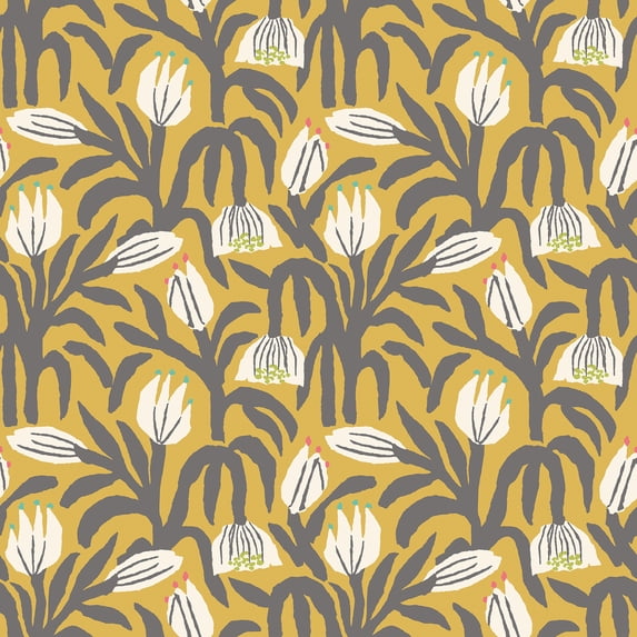Hoopla Walls Chunky Flower Mustard Peel and Stick Wallpaper