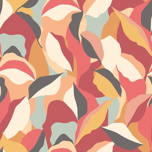 Hoopla Walls Leafy Patchwork Spice Mix Peel and Stick Wallpaper