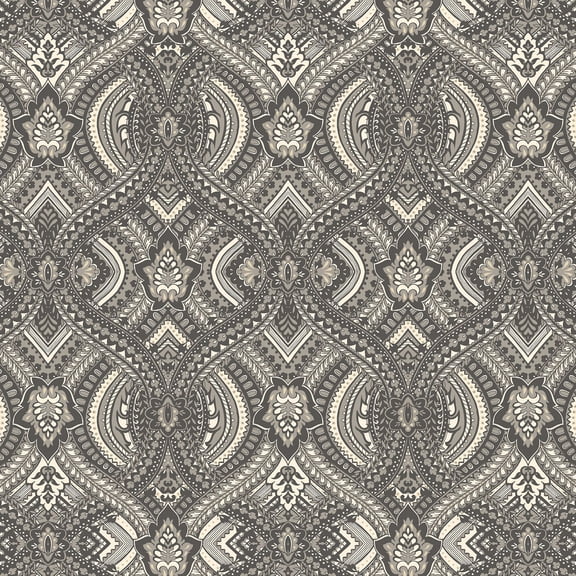 Hoopla Walls Ogee Black Peel and Stick Wallpaper