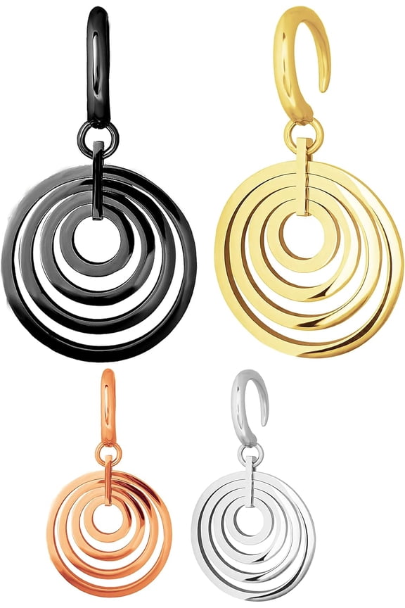 Hoops Dangle Gauges Best for Women Surgical Stainless Steel Ear Gauges Hangers for Ear Tunnels Dangling Ear Plugs 6 Gauges Ear Stretching Kits Size 6G[m248]