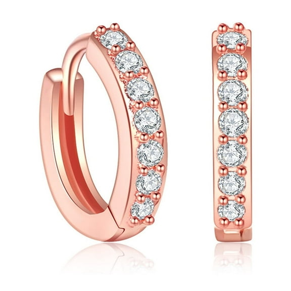 Hoops Earrings for Women, Small Cartilage Diamond Sterling Silver Hoop Earrings, 12mm Cubic Zirconia Cuff Ear Studs for Men Women