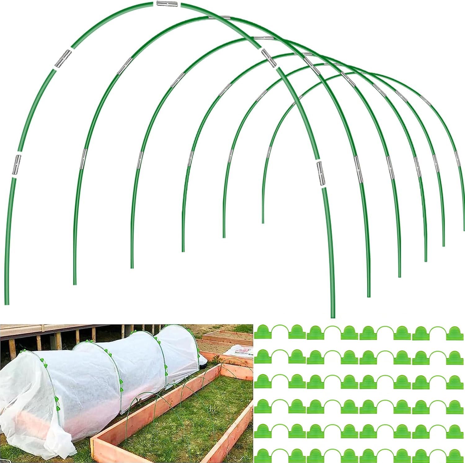 Hoops for Raised BDF6 Beds Wide, 36pcs 8ft Tunnel Hoops for Row Cover Netting, Greenhouse