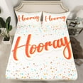 thumbnail image 1 of Hooray Bedding Set Birthday Gifts Twin Size for Women Men, for Easter Party, Weddings, Hooray Party Decorations Fitted Sheet Glitter Dots Happy Holiday Bed Sheets, White Colorful, 1 of 5