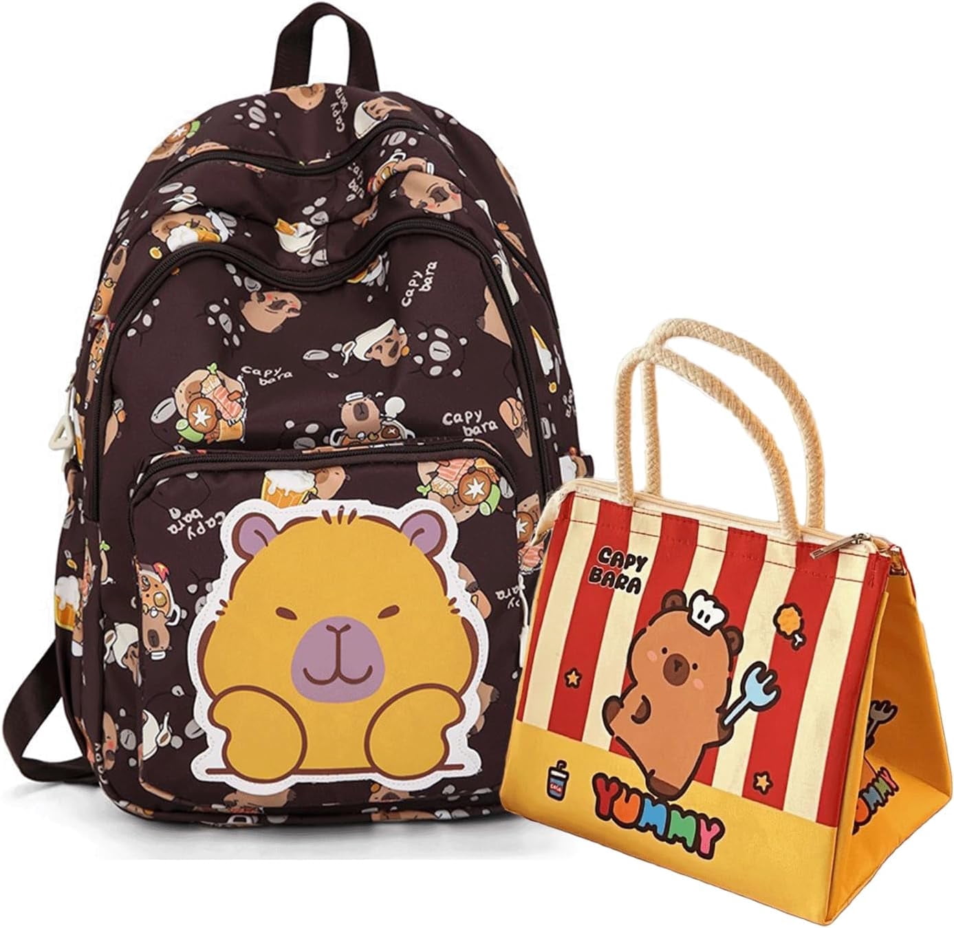 Capybara Bag Cute Capybara Backpack - Kawaii Cartoon Backpack With Pins ...