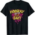 thumbnail image 1 of Hooray First Day Back to School Kindergarten Slogan Design Womens T-Shirt Black 2X-Large, 1 of 5