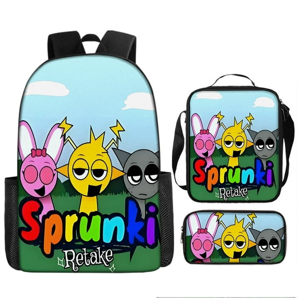 Hooray Game Incredibox Sprunki Theme Student Backpack, Sprunki Character Back to School Shoulder Bag, Sprunki Design School Bag, Large Capacity Travel Bag, New Semester Gifts for Students