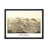 Hoosick Falls Art, 1889 Vintage Map of Hoosick Falls New York, NY History Wall Decor Gift, Old Hoosick Falls Map - 24" x 18" Black Framed Print