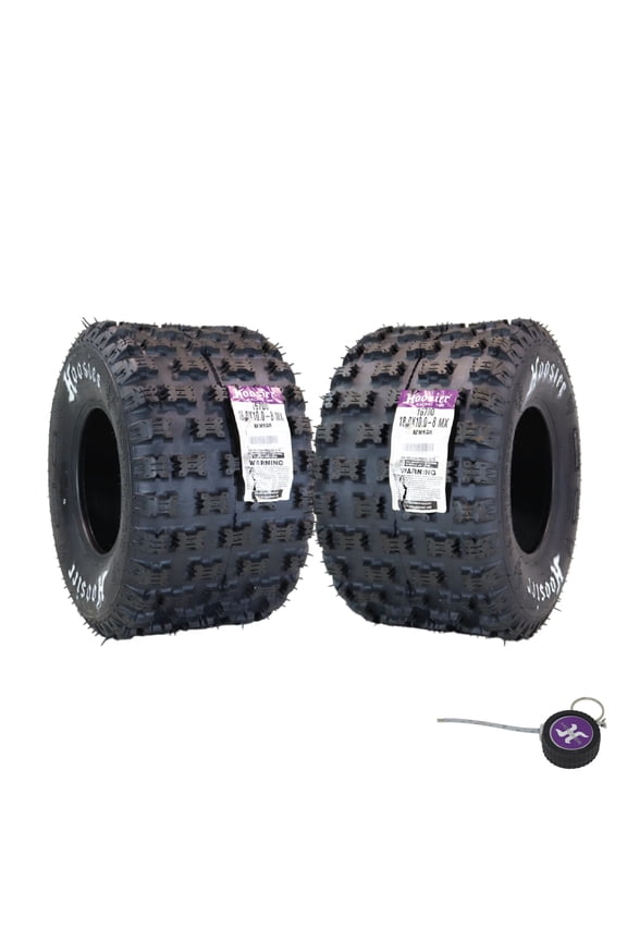 ATV MX Rear Tires 18.0X10.0-8 16700MX150 for Motocross Off-Road Racing with Hoosier Keychain (2-Pack)