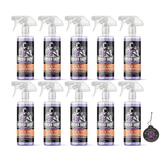 Hoosier Daddy 16oz Car Bug & Tar Remover - Fast-Acting Formula Dissolves Tough Bugs, Tar, & Sap - Easy Spray-On, Wipe-Off Solution for a Spotless Polished finish(10-Pack)