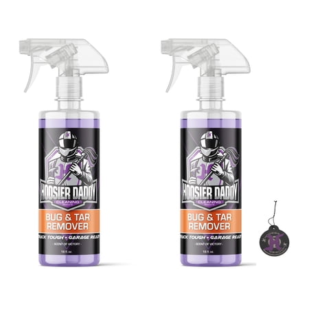 Hoosier Daddy 16oz Car Bug & Tar Remover - Fast-Acting Formula Dissolves Tough Bugs, Tar, & Sap - Easy Spray-On, Wipe-Off Solution for a Spotless Polished finish(2-Pack)