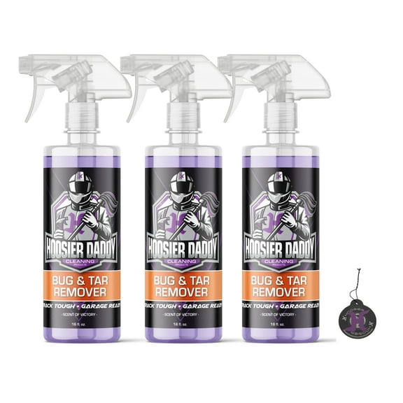 Hoosier Daddy 16oz Car Bug & Tar Remover - Fast-Acting Formula Dissolves Tough Bugs, Tar, & Sap - Easy Spray-On, Wipe-Off Solution for a Spotless Polished finish(3-Pack)