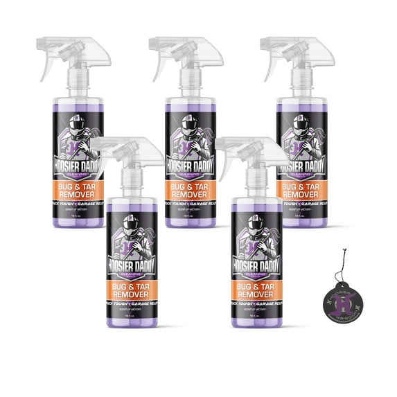 Hoosier Daddy 16oz Car Bug & Tar Remover - Fast-Acting Formula Dissolves Tough Bugs, Tar, & Sap - Easy Spray-On, Wipe-Off Solution for a Spotless Polished finish(5-Pack)