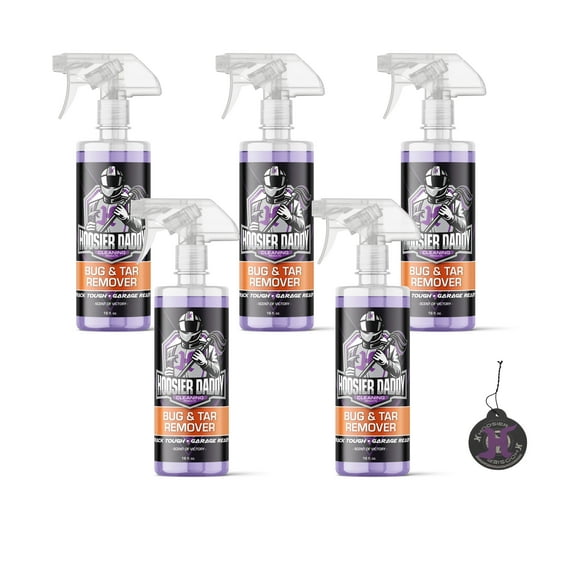 Hoosier Daddy 16oz Car Bug & Tar Remover - Fast-Acting Formula Dissolves Tough Bugs, Tar, & Sap - Easy Spray-On, Wipe-Off Solution for a Spotless Polished finish(5-Pack)