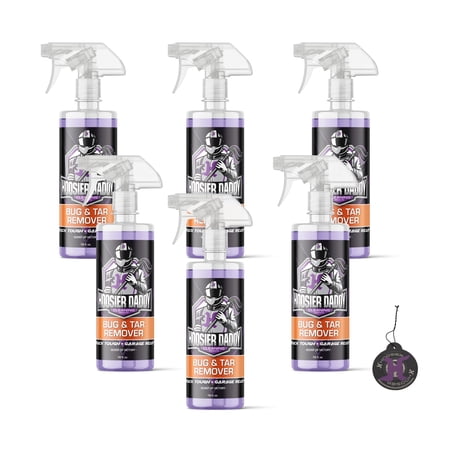 Hoosier Daddy 16oz Car Bug & Tar Remover - Fast-Acting Formula Dissolves Tough Bugs, Tar, & Sap - Easy Spray-On, Wipe-Off Solution for a Spotless Polished finish(6-Pack)