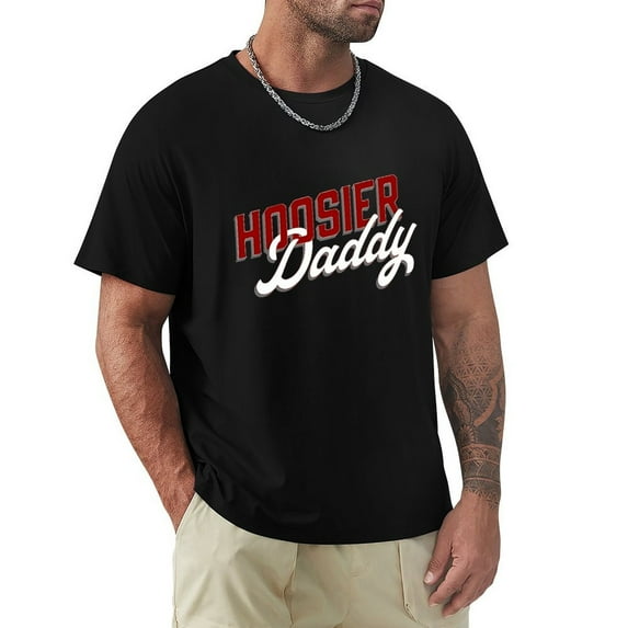 Hoosier Daddy Energetic Men's Cotton Short Sleeve HD Print Tee for Casual T-Shirt Crew Neck Top Black M