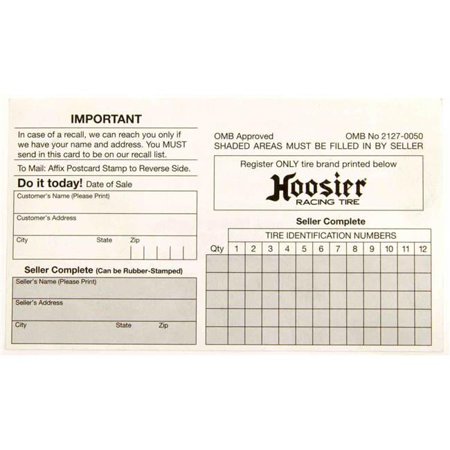 Hoosier HOOCIM200 Hoosier Registration Card
