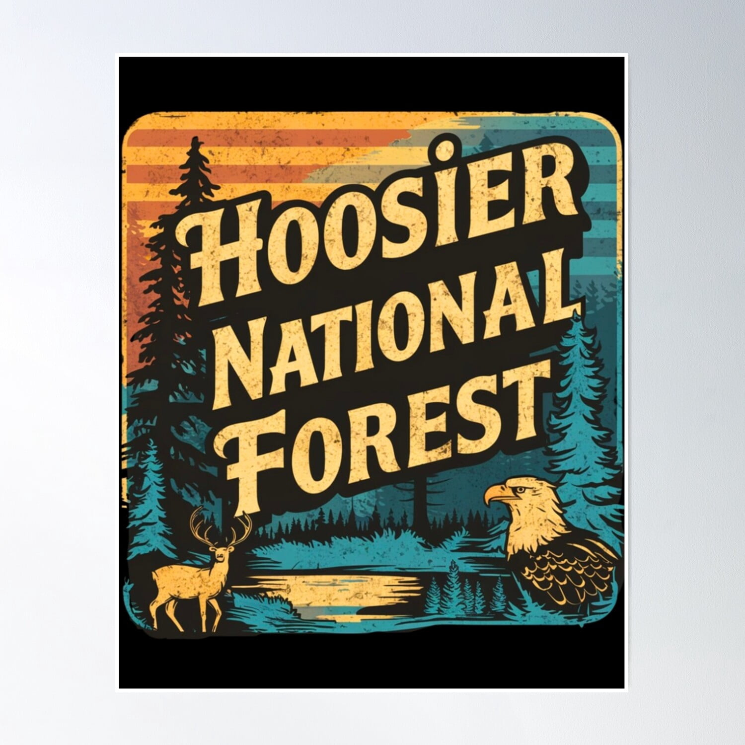 Adesivo Vinile Hoosier National Forest Indiana – Set Da 3 Decalcomanie Con Albero – Spedizione Gratuita – Unbranded
