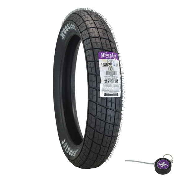 Hoosier Racing Tire 130/80-19 FT30 Dirt Bike Front Tube Type Tire Ideal for Flat Track Bikes with Hoosier Keychain