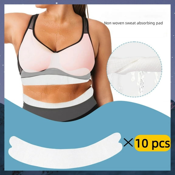 Hoosue 10 Pcs Cotton Bra Liners 3 Layer Long Strip Under Bra Pads Sweat Liners for Women Sweating Supplies