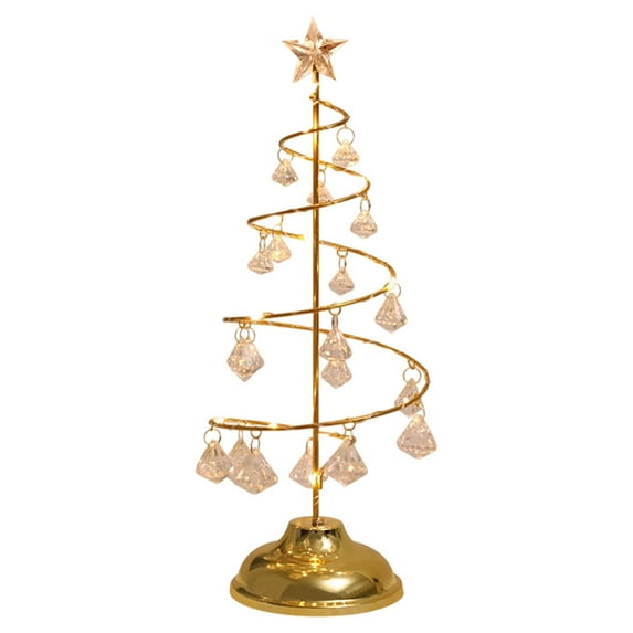 Hoosue Christmas Tree Lamp, 13 Inch Battery&USB Powered Spiral Christmas Tree Lava Lamp with Star Topper, Christmas Tree Light for Home Bedroom Xmas Decoration, Gold