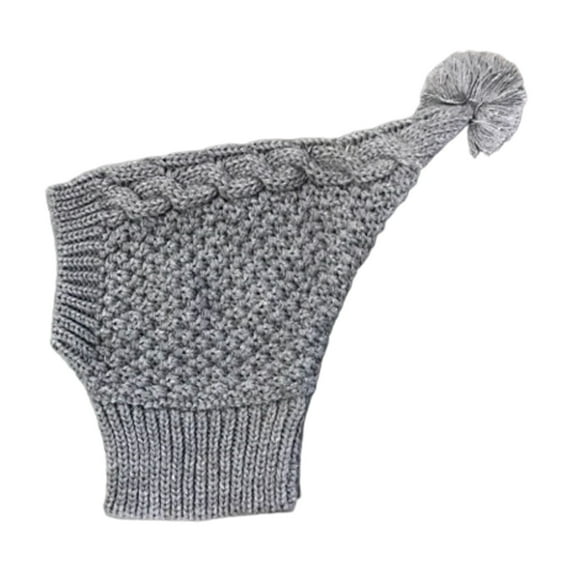Hoosue Dog Knitted Hat Cat Christmas Wool Hat Pet Winter Accessories Warm Head Wrap with Ears Cover Puppy Hood Neck Headband Protector for Small Medium Large Dogs Grey (M)
