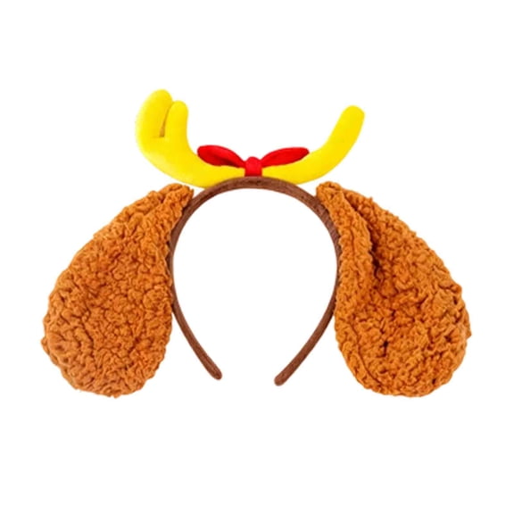 Hoosue Dog Reindeer Antlers Headband, Dog Christmas Antlers for Medium Large Dogs Fluffy Elastic Pet , Adjustable Deer Antlers for Dogs & Cats Halloween Christmas Party Birthday (A)