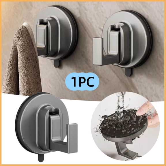 Hoosue Suction Towel Hook For Shower, Bathroom, Kitchen, Mirror, Tile – Loofah, Towel, Coat, Bath Robe Hook Holder For - Towel, Coat, Cap & Christmas Wreath For Hanging Up To 15 Lbs(Simple & Sturdy)