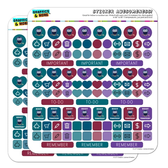 Hoot Tooted Owl Who Funny Humor Planner Calendar Scrapbooking Crafting Sticker Set