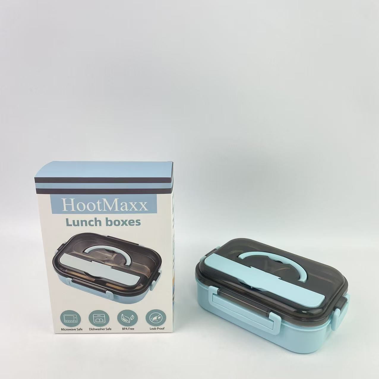 HootMaxx Lunch boxes ,Adult bento box, lunch container, leak proof lunch box with utensils, 2-bedroom bento box, microwave safe, blue