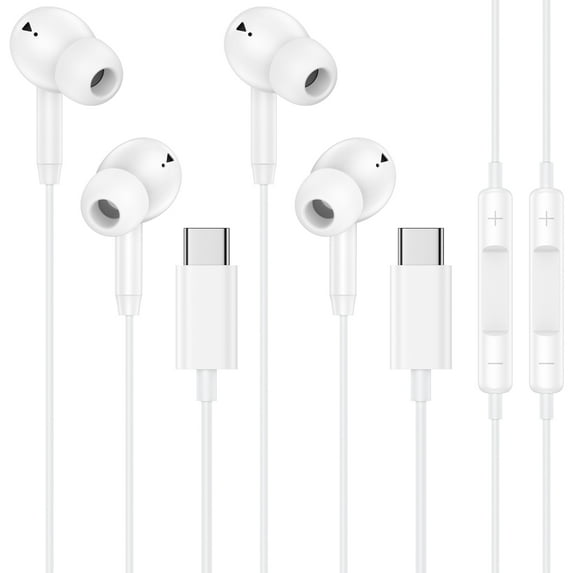 Hootek 2 Pack USB C Headphone, USB C Plug in Headphonesfits for Samsung Galaxy Android, Wired Earbuds in-Ear Type C Earphone with Microphone Volume Control Bass Stereo Noise Canceling fits for iPhone
