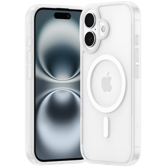 Hootek Clear Case for iPhone 16 Plus [Frosted Series] Strong MagSafe Compatible, Translucent Matte Texture, Protective Shockproof Bumpers, Military Grade Drop Protection Phone Case, White