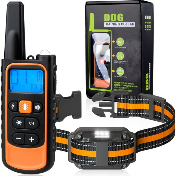 Dog Training Collar, Hootek 2600Ft Remote Electronic Dog Shock Collar with LED Light, Rechargeable E-Collar Waterproof Collars with 4 Training Modes for Large Medium Small Dog (8-120lbs), Orange