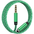 thumbnail image 1 of Hootek Headphone Extension Cable 6FT, 3.5mm Extension with Microphone Male to Female Stereo Audio Cable 3.5mm Aux Cord Headphone Extender Cable Cord 6FT Nylon Braided Compatible with iPhone, Green, 1 of 7