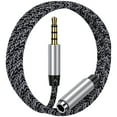 thumbnail image 1 of Hootek Headphone Extension Cable 6FT, 3.5mm Extension with Microphone Male to Female Stereo Audio Cable 3.5mm Aux Cord Headphone Extender Cable Cord 6FT Nylon Braided Compatible with iPhone, Black, 1 of 7