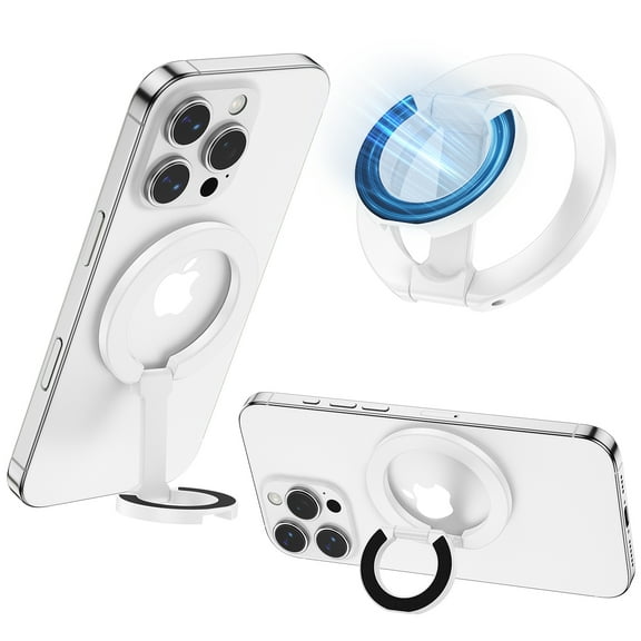 Hootek Magnetic Phone Stand, Compatible with MagSafe Phone Stand Holder for Desk, Multi-Functional Foldable, Double-Sided Magnetic Cell Phone Stand, for iPhone 16 15 14 13 12 Magsafe Case, White