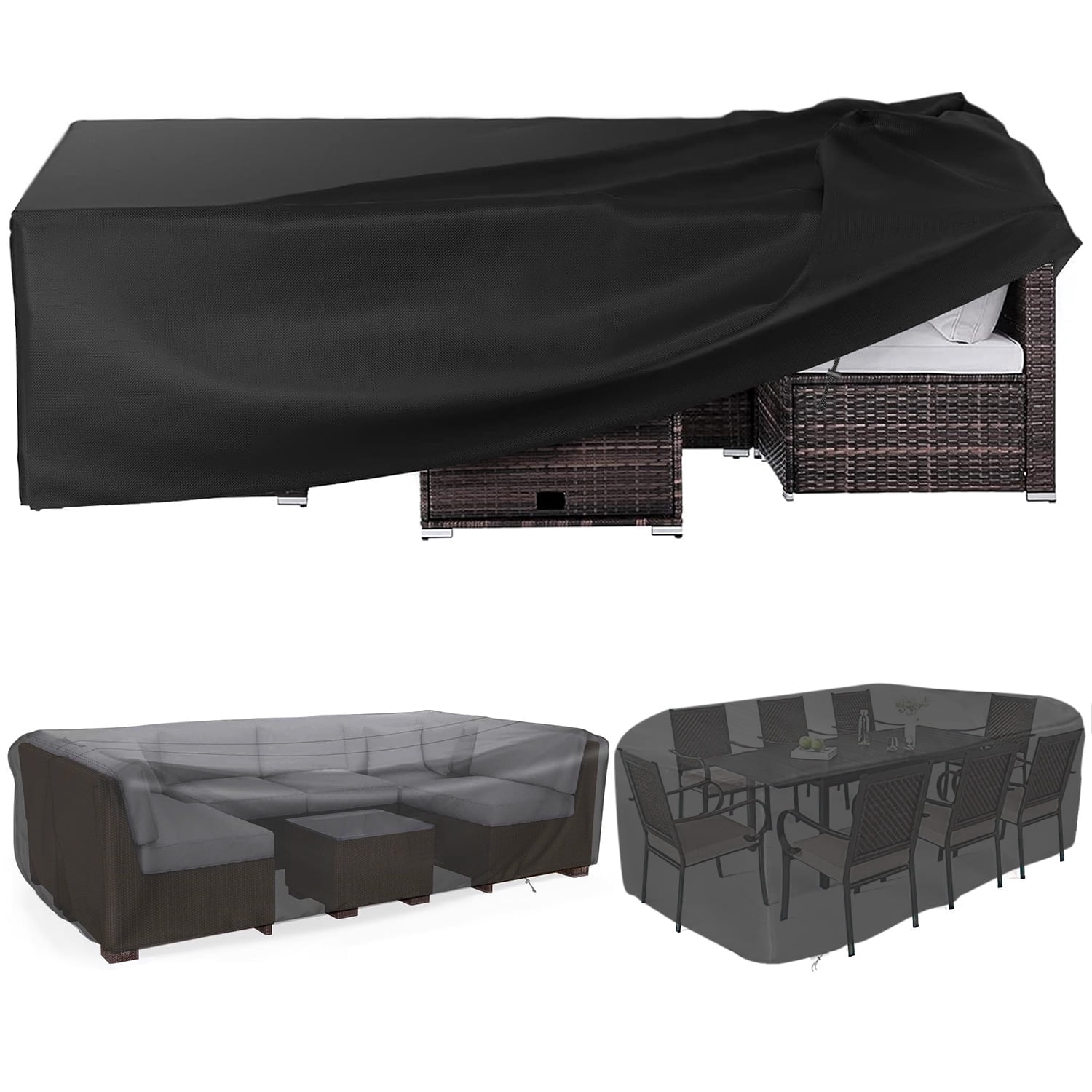 Hootek Patio Furniture Covers, 71×47 Outdoor Furniture Cover Waterproof, Heavy Duty Oxford Patio Table Cover for Outdoor Table, Chair, Sofa, Desk (Black 71"L×47"W×30"H)