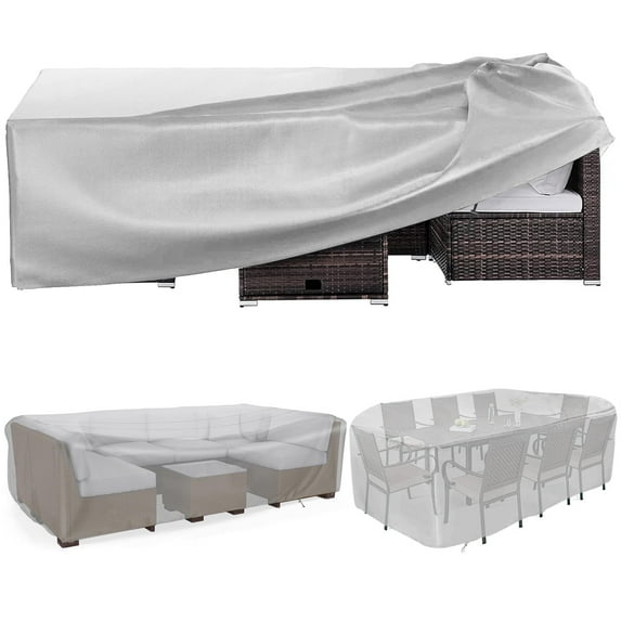 Hootek Patio Furniture Covers, 71×47 Outdoor Furniture Cover Waterproof, Heavy Duty Oxford Patio Table Cover for Outdoor Table, Chair, Sofa, Desk (Silver 71"L×47"W×30"H)