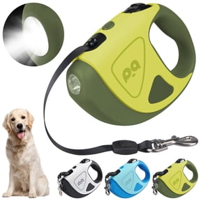 HOOTEK Retractable Dog Leash with LED Light, 16ft Heavy Duty Dog Leash with Anti-Slip Handle and 360° anti-tangling, One Button Brake & Lock Dog Leash for Small/Medium/Large Dogs Up to 50lbs, Green
