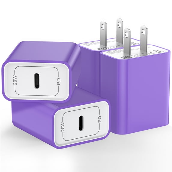 Hootek USB C Charger Block 4 Pack Fast Charging Adapter 20W Wall Charger Quick Charger Adapter USB Charger Block Fast Charger Plug Phone Charger Compatible with iPhone 15 Sumsung Galaxy, Purple