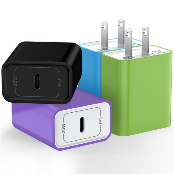 Hootek USB C Charger Block 4 Pack Fast Charging Adapter 20W Wall Charger Quick Charger Adapter USB Charger Block Fast Charger Plug Phone Charger Compatible with iPhone 15 Sumsung Galaxy, Mixed