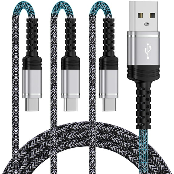 Hootek USB C Charging Cable, 3 Pack Fast Charging Type C Charging Cord 6FT, USB Type C Cables, USB A to USB C Charger Cords High Speed Android Phone Charger Cable, Black 2