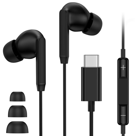 Hootek USB C Headphone, USB C Plug in Headphonesfits for Samsung Galaxy Android, Wired Earbuds in-Ear Type C Earphone with Microphone Volume Control Bass Stereo Noise Canceling fits for iPhone 16/15