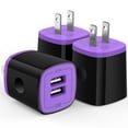 thumbnail image 1 of Hootek USB Wall Charger, 3 Pack 2.1A Charger Block Dual Port Fast Charger Wall Charger Adapter Charging Block Charger Brick Fast Charging USB Charger Block Phone Charger for Android Samsung, Purple, 1 of 8